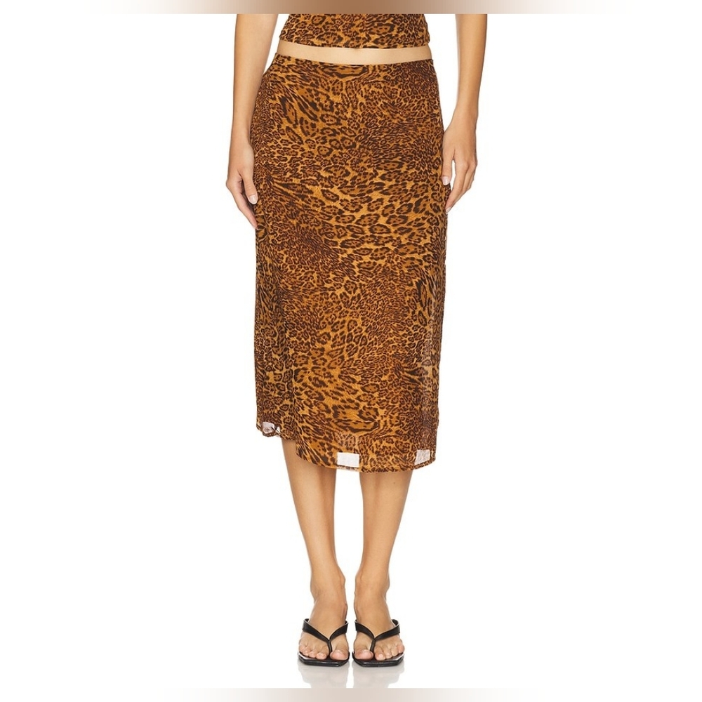NWT Superdown Duchis Midi Skirt Size Medium in Leopard